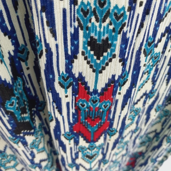 BILA Boho Ikat Print Creped Fabric Overlay Bodice Sleeveless Maxi Dress XL - Picture 2 of 13